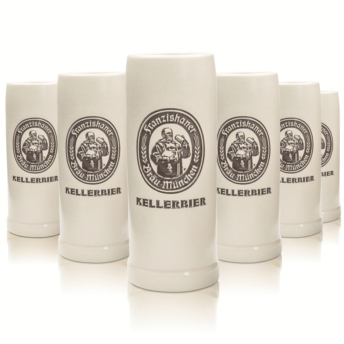 6x Franziskaner Bier Kellerbier Krug Bierseidel Humpen Ton 0,5l Sammlerkrug