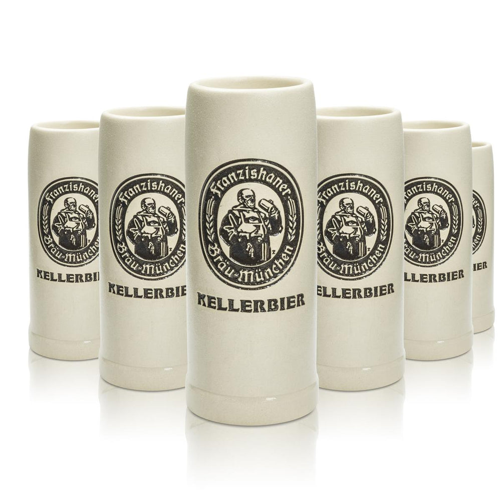 6x Franziskaner Bier Krug Ton 0,2l Kellerbier