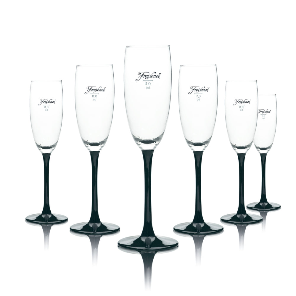 6x Freixenet Sekt Glas 0,1l Flöte Schwarz Gläser Prosecco Champagner Aperitif
