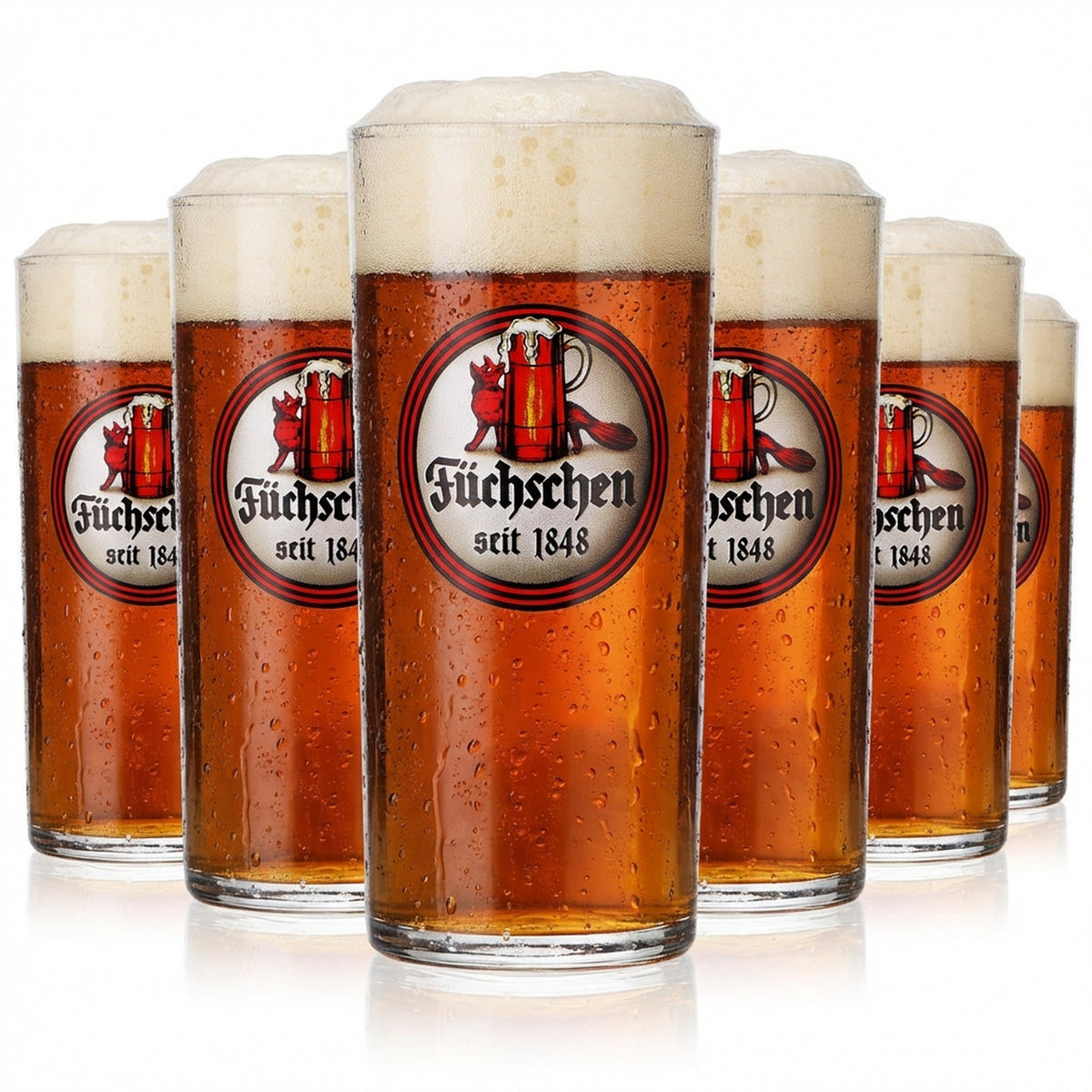 6x Füchschen Alt Bier Glas Gläser Altbierglas Stange 0,25l Becher Seit 1848