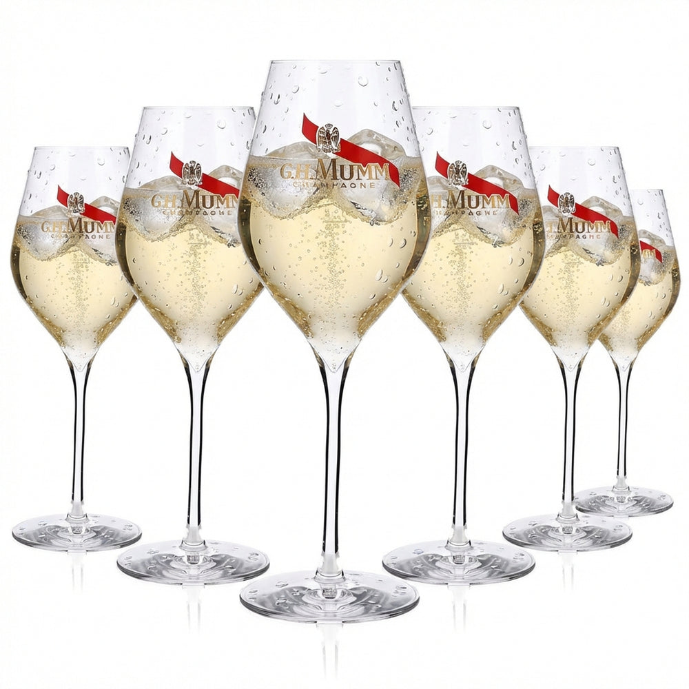 6x G.H. Mumm Glas Champagner 0,1l Flöte 32cl Lehmann Absolus 32