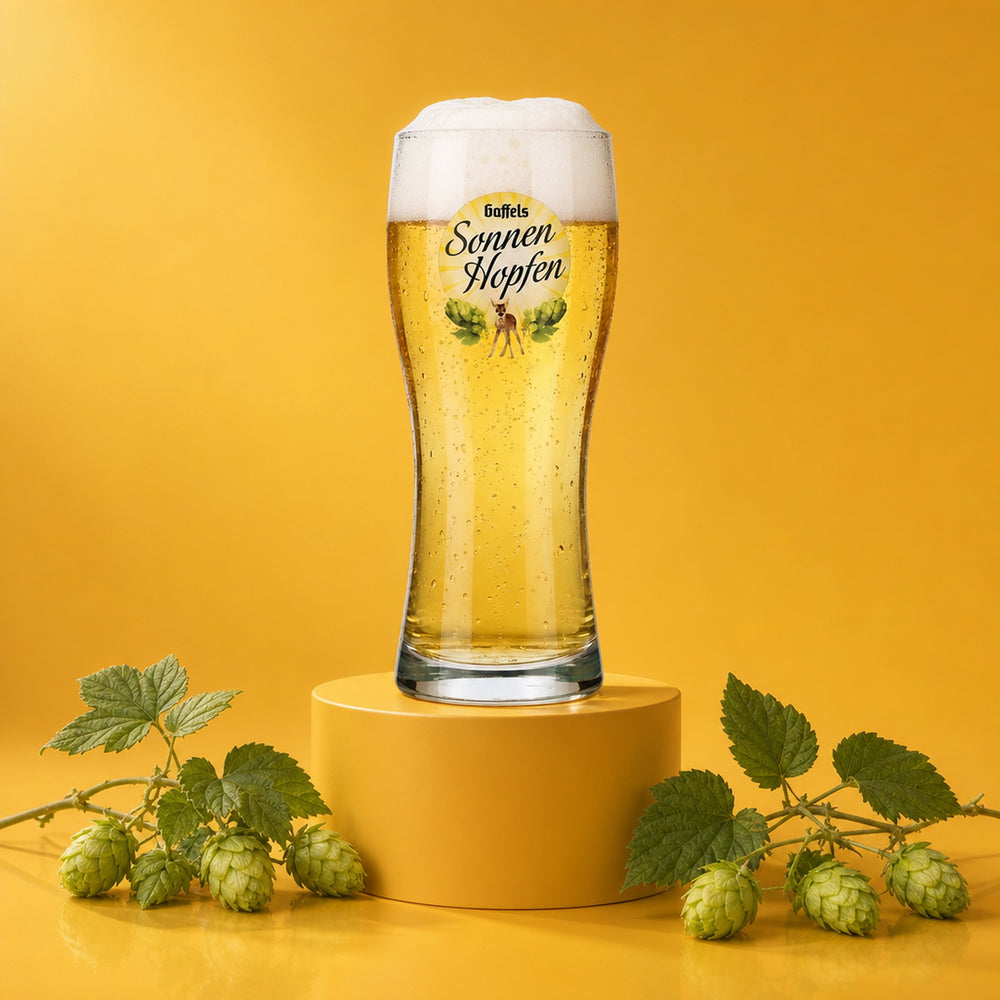 6x Gaffel Bierglas Gläser 0,5l Becher "Sonnenhopfen" Rastal Bavaria