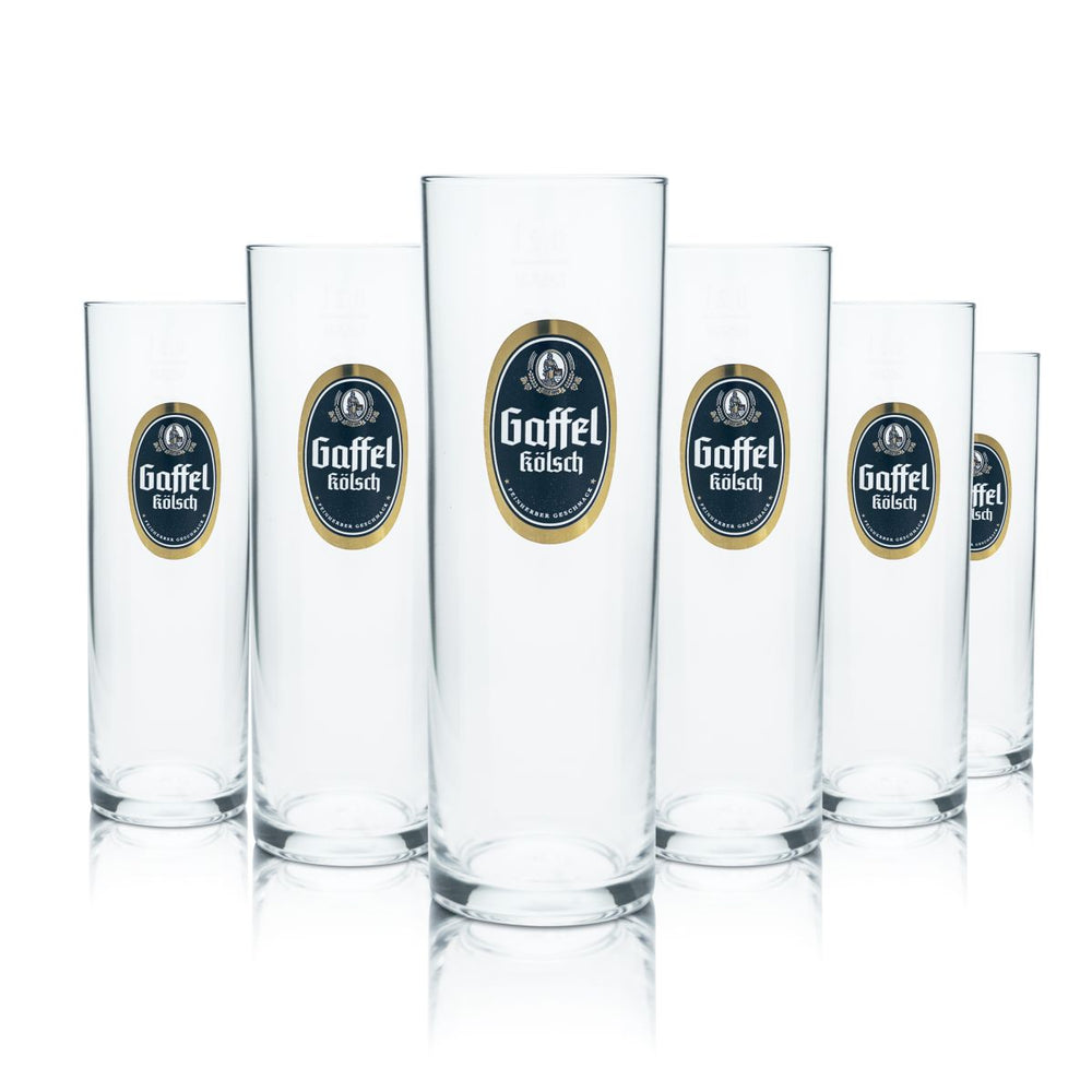 6x Gaffel Kölschglas Bierglas 0,2l Kölschstange Gläser Set Brauerei Köln Gastro