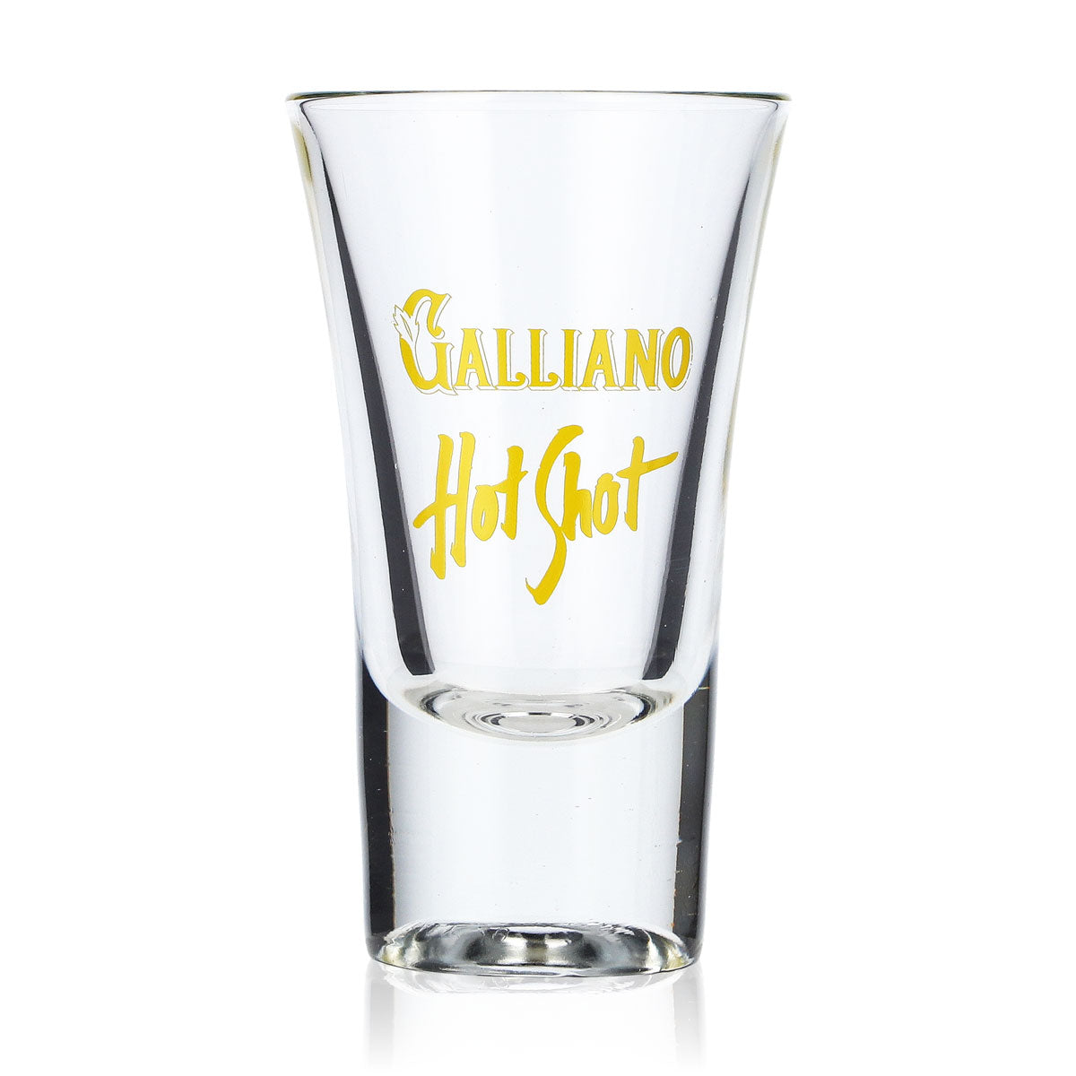 6x Galliano Likör Glas Shotglas Stamper gelbe Schrift "Hot Shot" – Ansicht 2