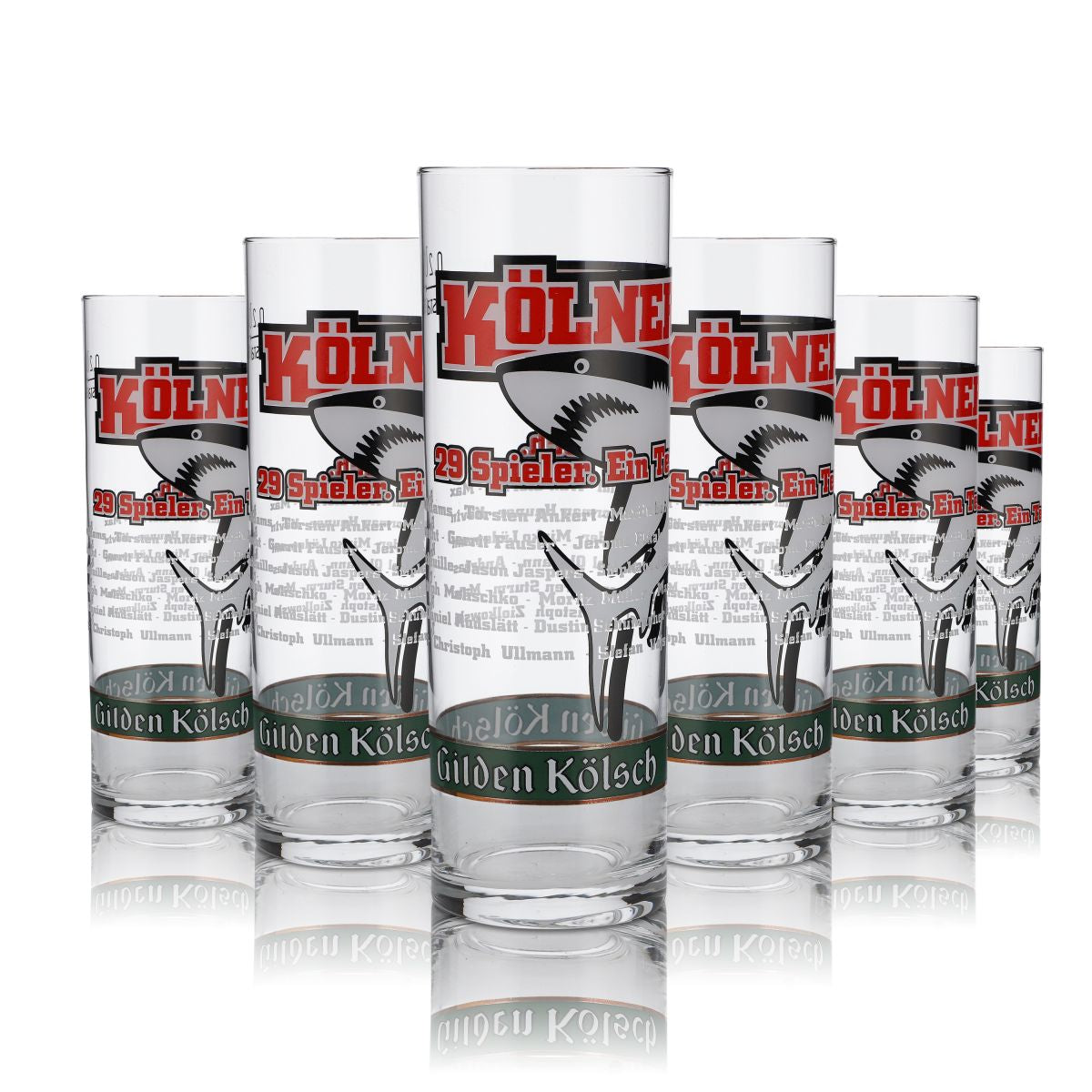 6x Gilden Glas 0,2l Kölschglas Kölschstange Kölner Haie Sonderedition Gläser Set