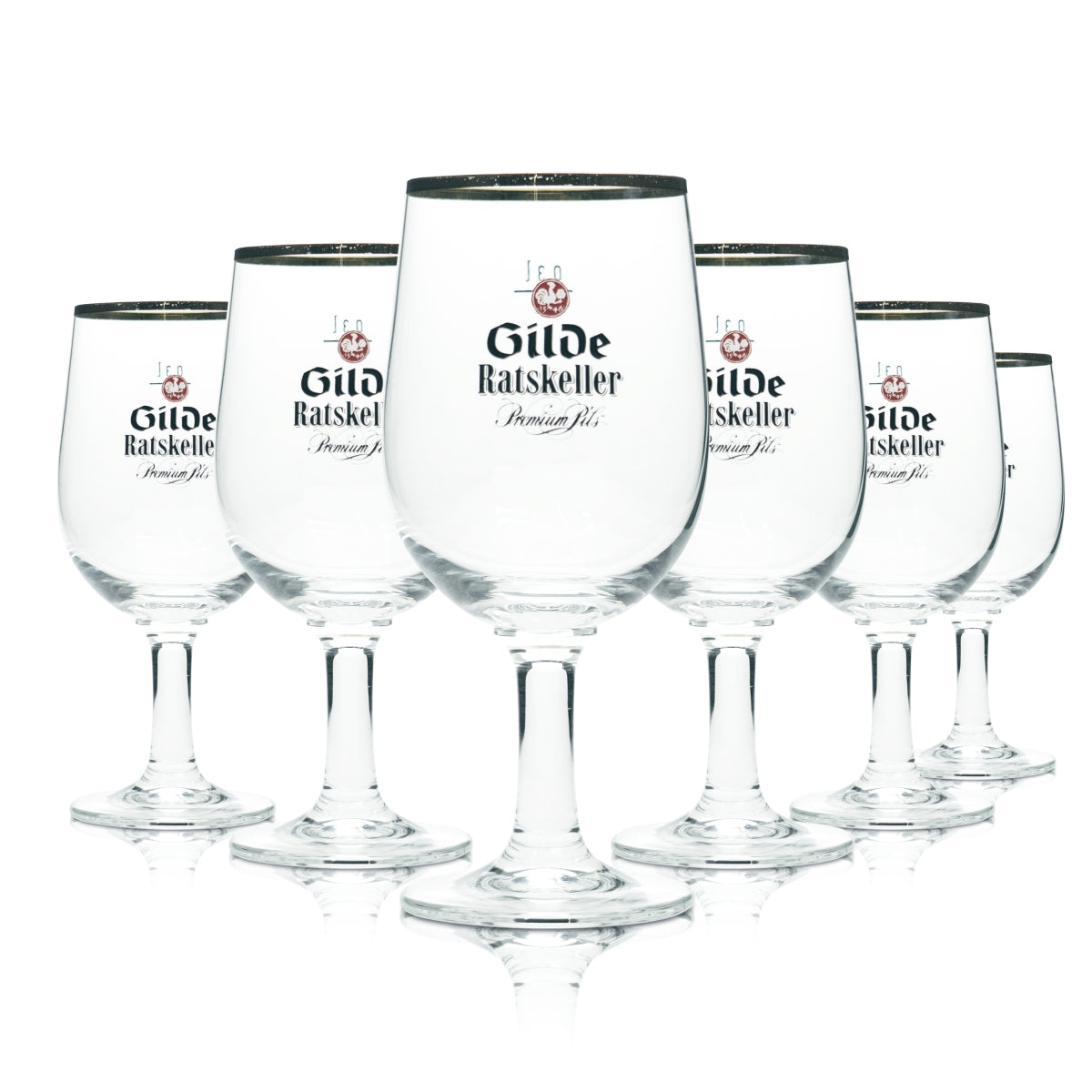 6x Gilden Pilsener Bier Glas 0,3l Pokal Tulpe Ratskeller Goldrand Gläser Brauer