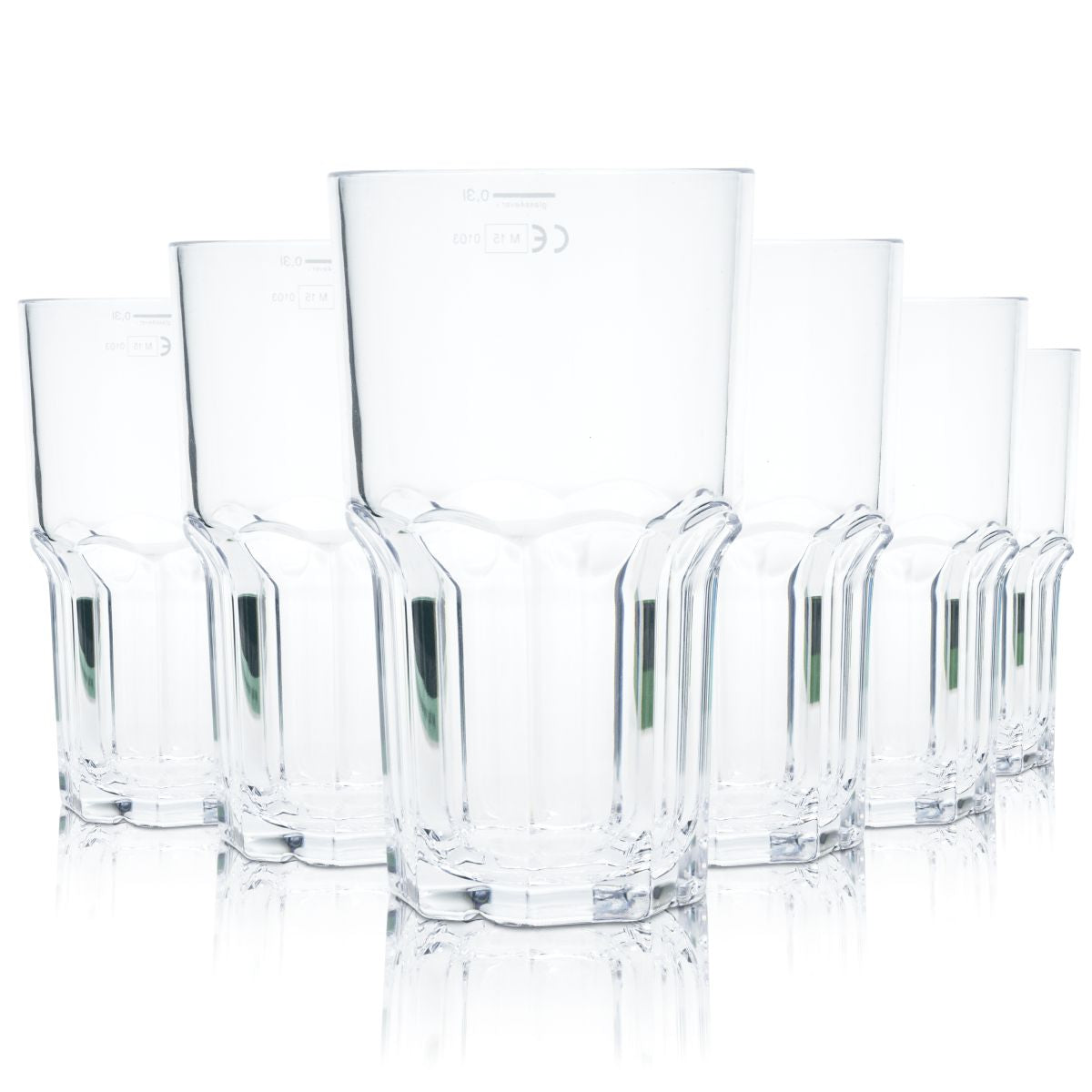 6x glass4ever Becher Glas 0,32l Kunststoff Mehrweg Gläser Unzerbrechlich Granity