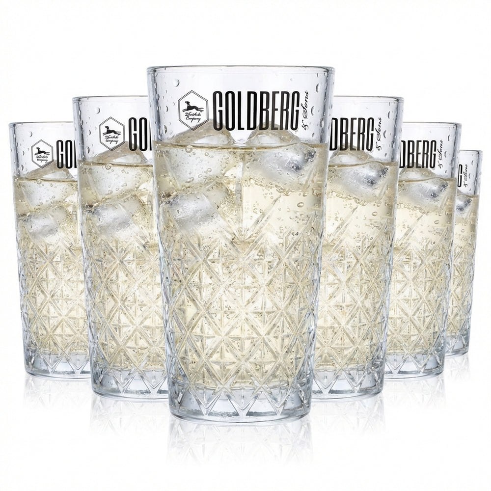 6x Goldberg Softdrink Glas 0,36l Longdrinkglas Gläser Relief Timeless