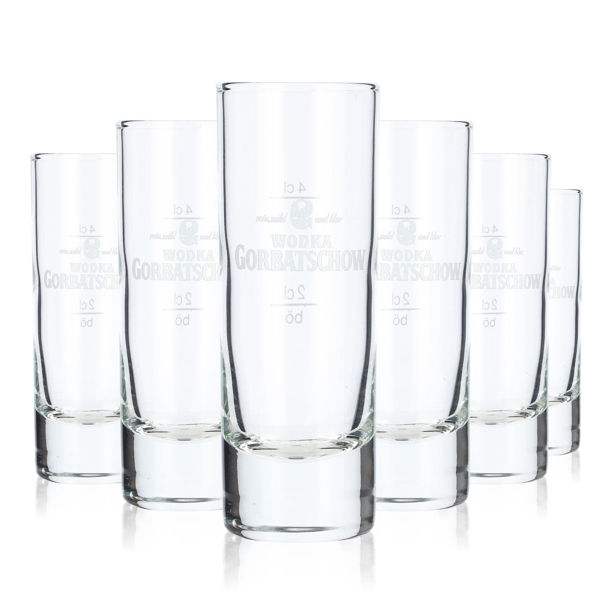 6x Gorbatschow Vodka Glas Shotglas Stamper Kurzer 2cl/4cl weißes Logo