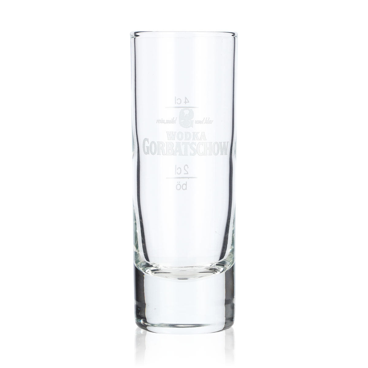 6x Gorbatschow Vodka Glas Shotglas Stamper Kurzer 2cl/4cl weißes Logo – Ansicht 2