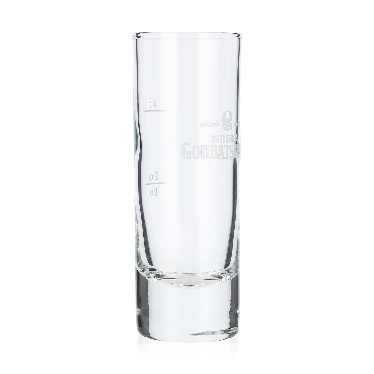 6x Gorbatschow Vodka Glas Shotglas Stamper Kurzer 2cl/4cl weißes Logo – Ansicht 3