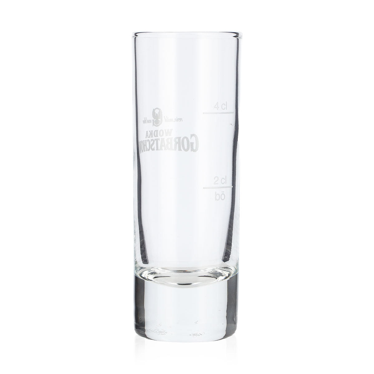 6x Gorbatschow Vodka Glas Shotglas Stamper Kurzer 2cl/4cl weißes Logo – Ansicht 4