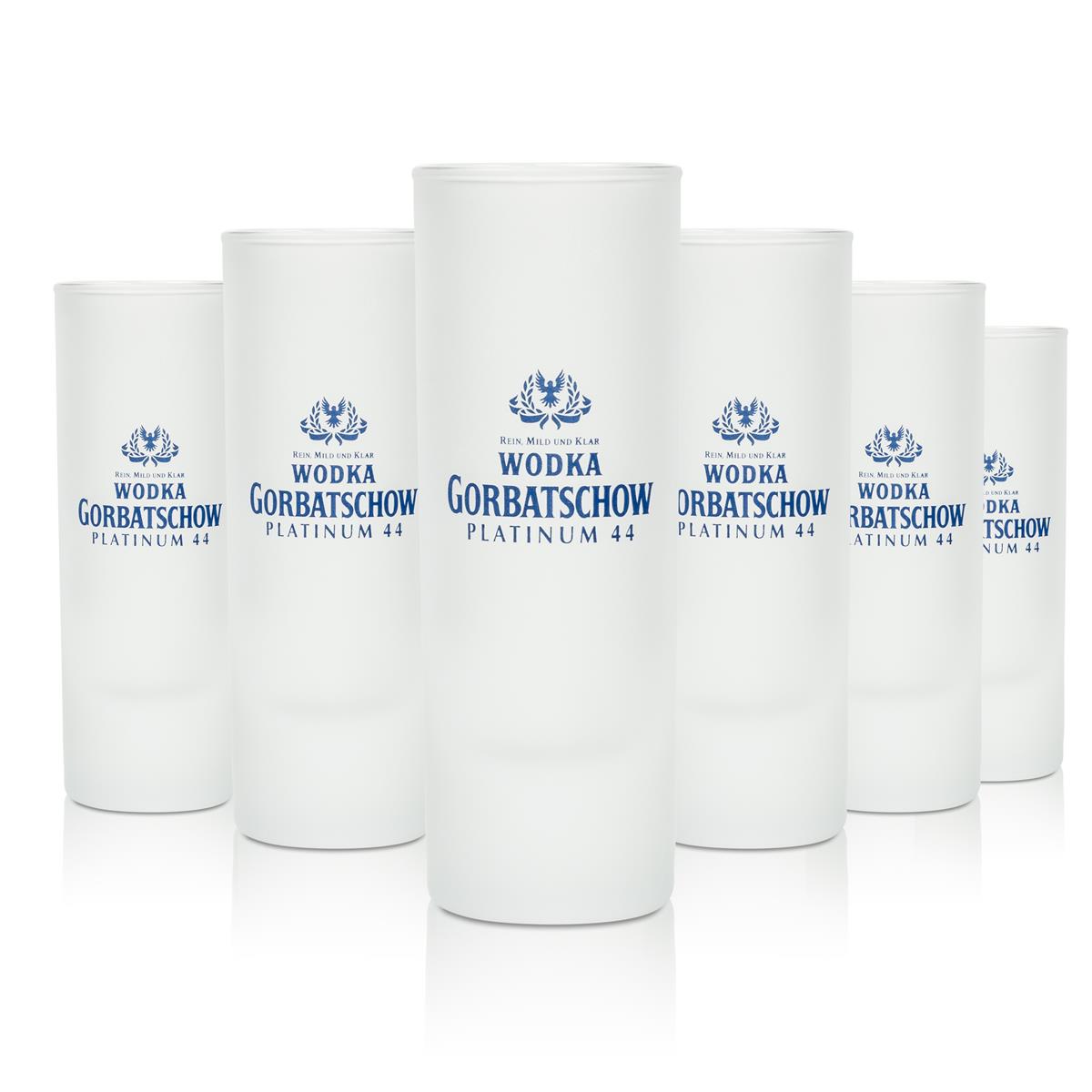 6x Gorbatschow Vodka Gläser 4cl Shot milchglas