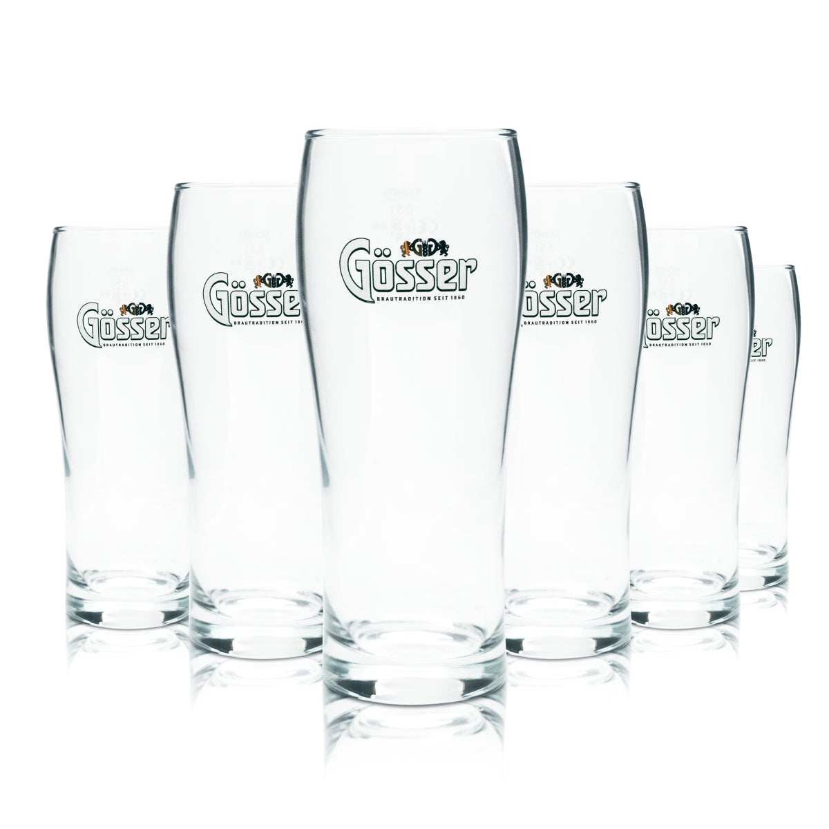 6x Gösser Glas 0,5l Bier Becher Pokal Gläser Geeicht Gastro Österreich Brauerei