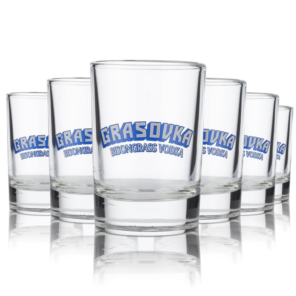 6x Grasovka Glas 6cl Schnapsglas Shotglas Kurze Stamper Gläser Set Vodka Likör