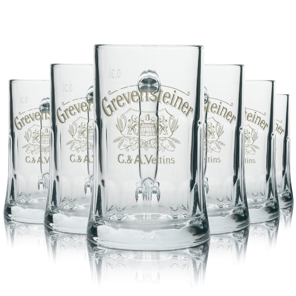 6x Grevensteiner Bier Glas Biergläser Seidel Humpen Krug 0,3l Sahm