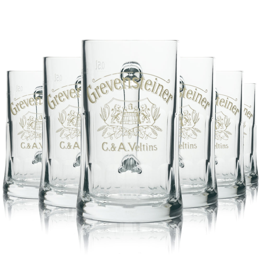 6x Grevensteiner Bier Glas Krug Biergläser Seidel Humpen 0,5l Sahm