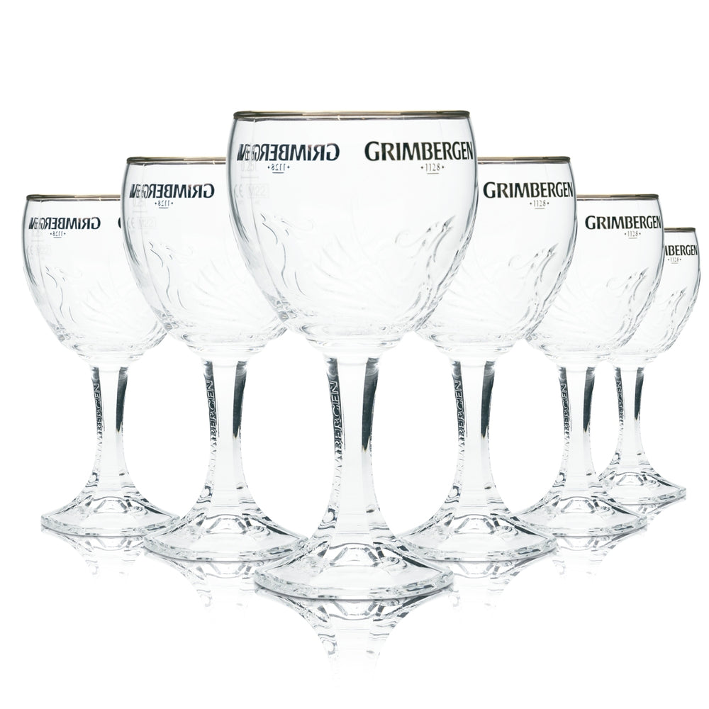 6x Grimbergen Bier Glas 0,25l Kelch Pokal Design Phoenix Gläser Belgien Beer Bar