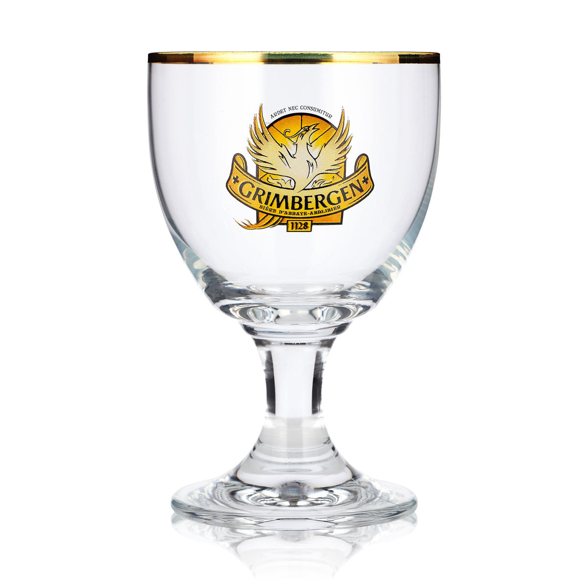 6x Grimbergen Bier Glas 25cl Kelch gelbes Logo Ritzenhoff Tulpe – Ansicht 2