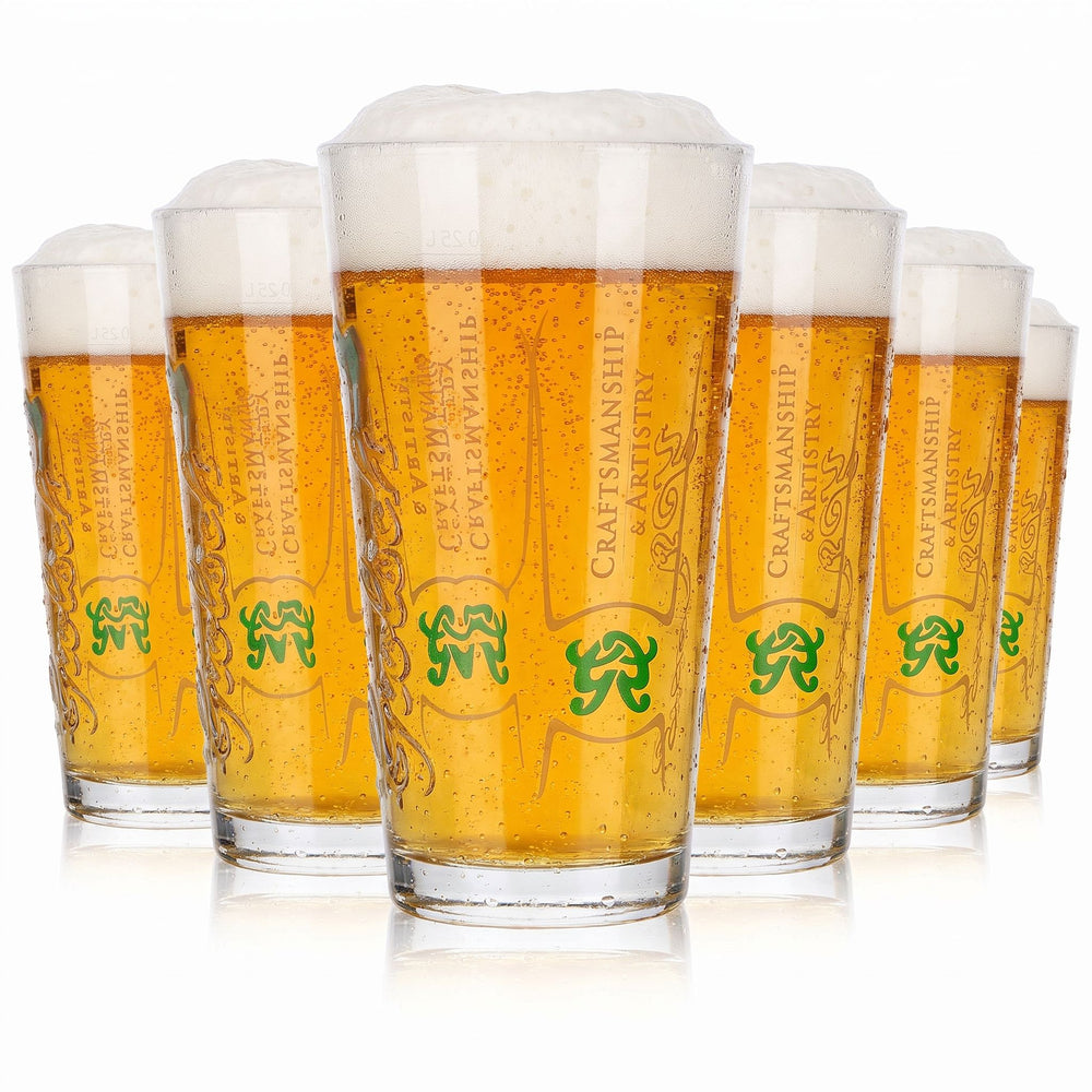 6x Grolsch Bier Glas 0,25l Becher Logo relief "Craftmanship & Artistry"
