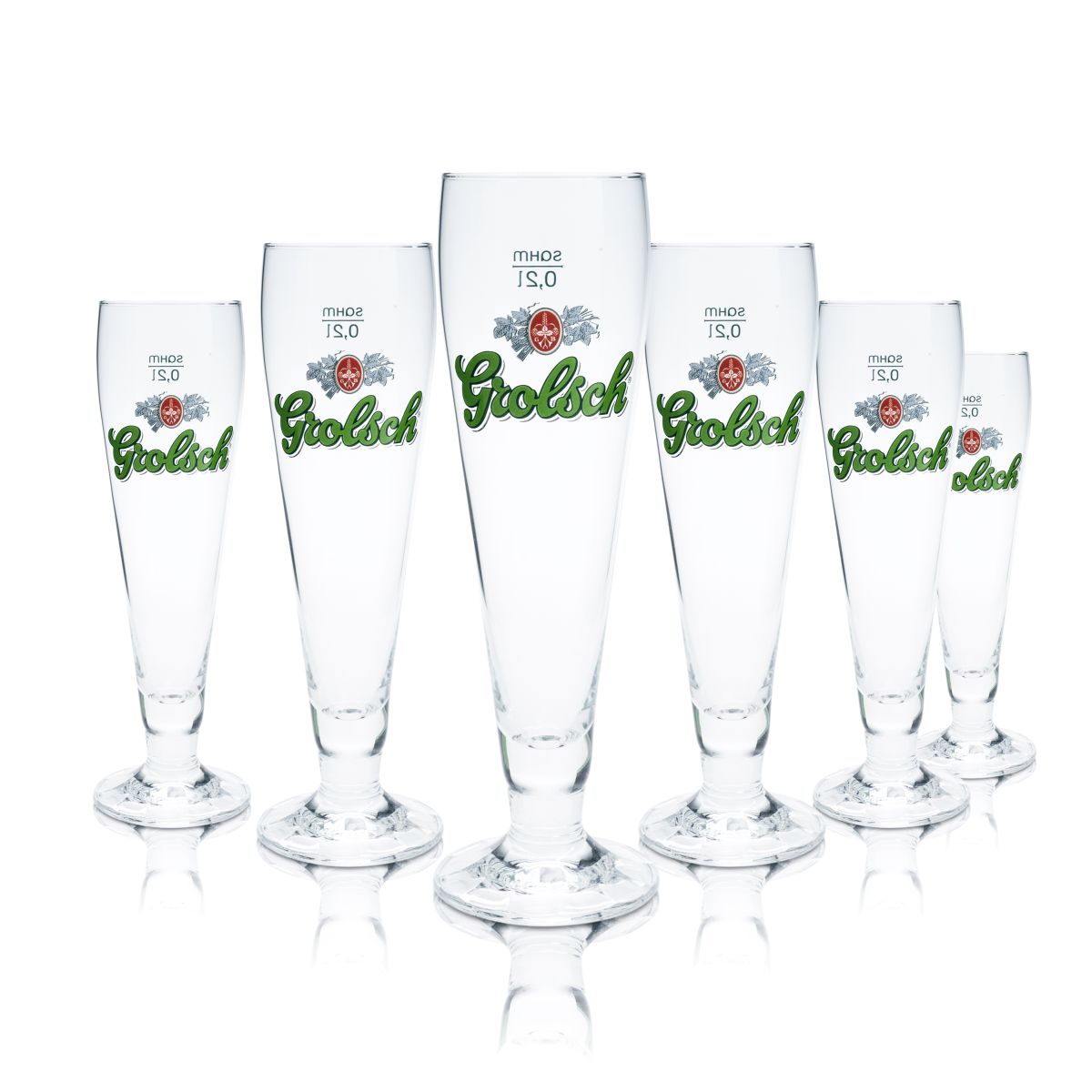 6x Grolsch Bierglas 0,2l Pokalglas Pilstulpe Gläser Set Brauerei Gastro Geeicht