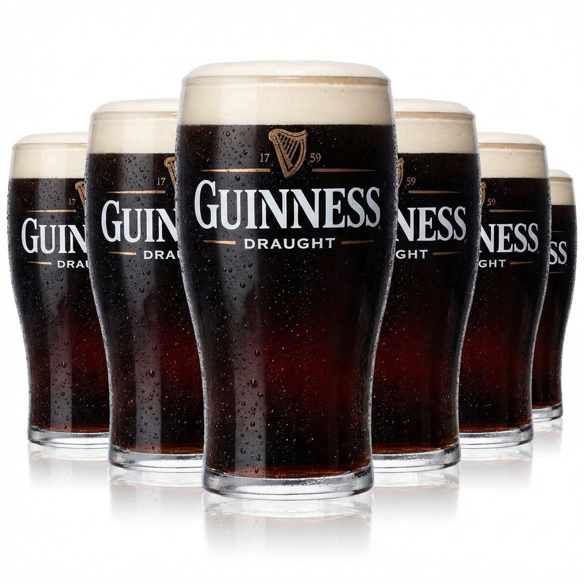 6x Guinness Bier Bierglas Biergläser Glas Tulip 0,2l altes Logo