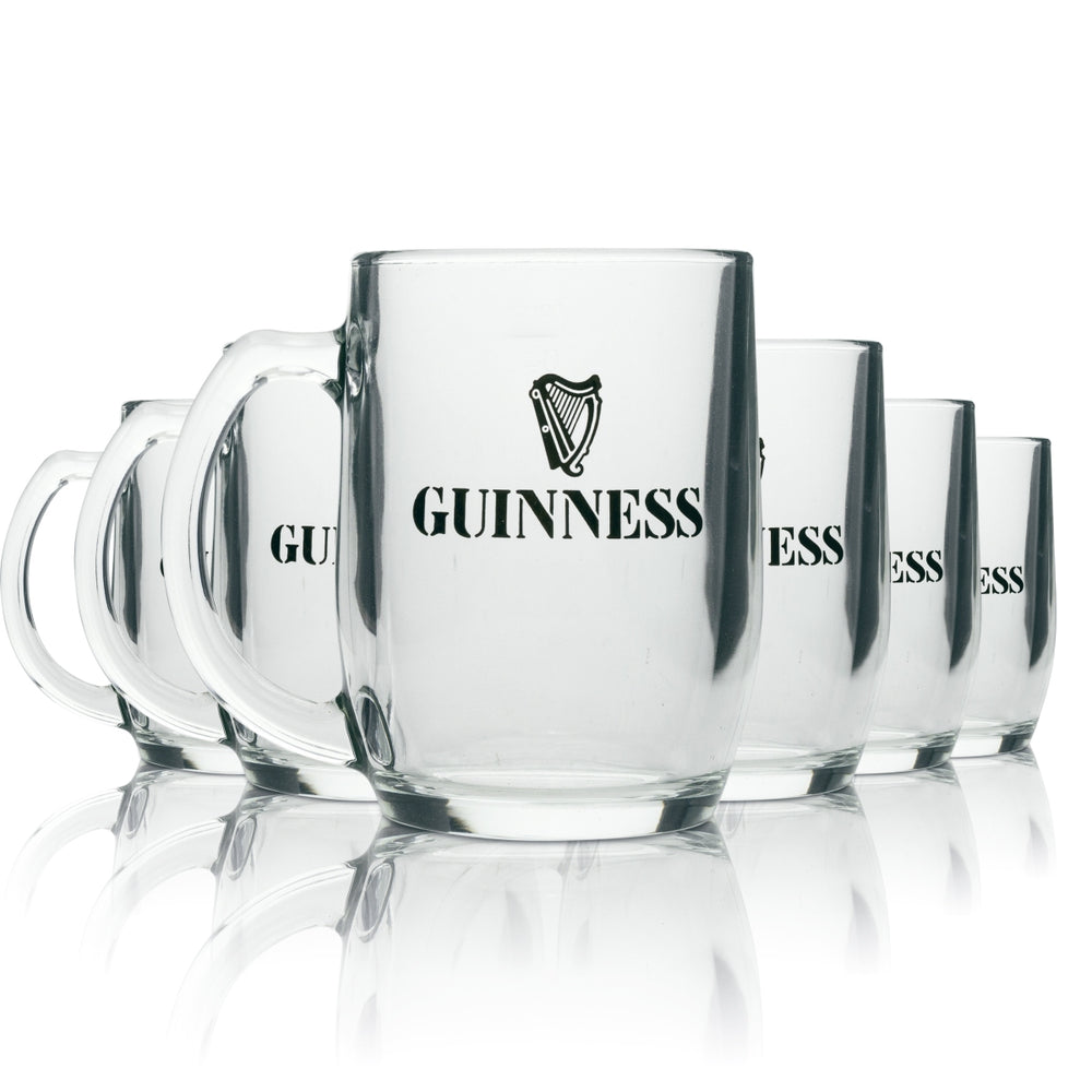 6x Guinness Bier Glas Henkelglas 400ml sahm