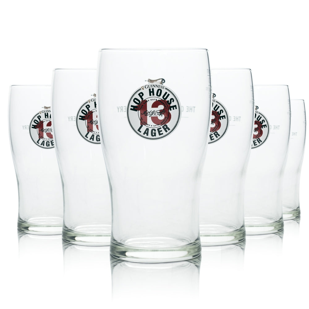 6x Guinness Hop House 13 Bier Glas 0,3l Sahm Lager Gläser Becher Pint Tulip