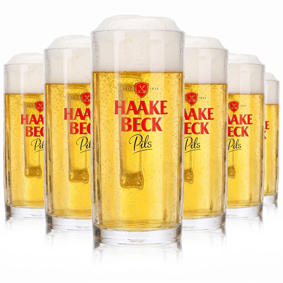 6x Haake Beck Bier Glas 0,2l Krug Sahm Moldau (6er Set)