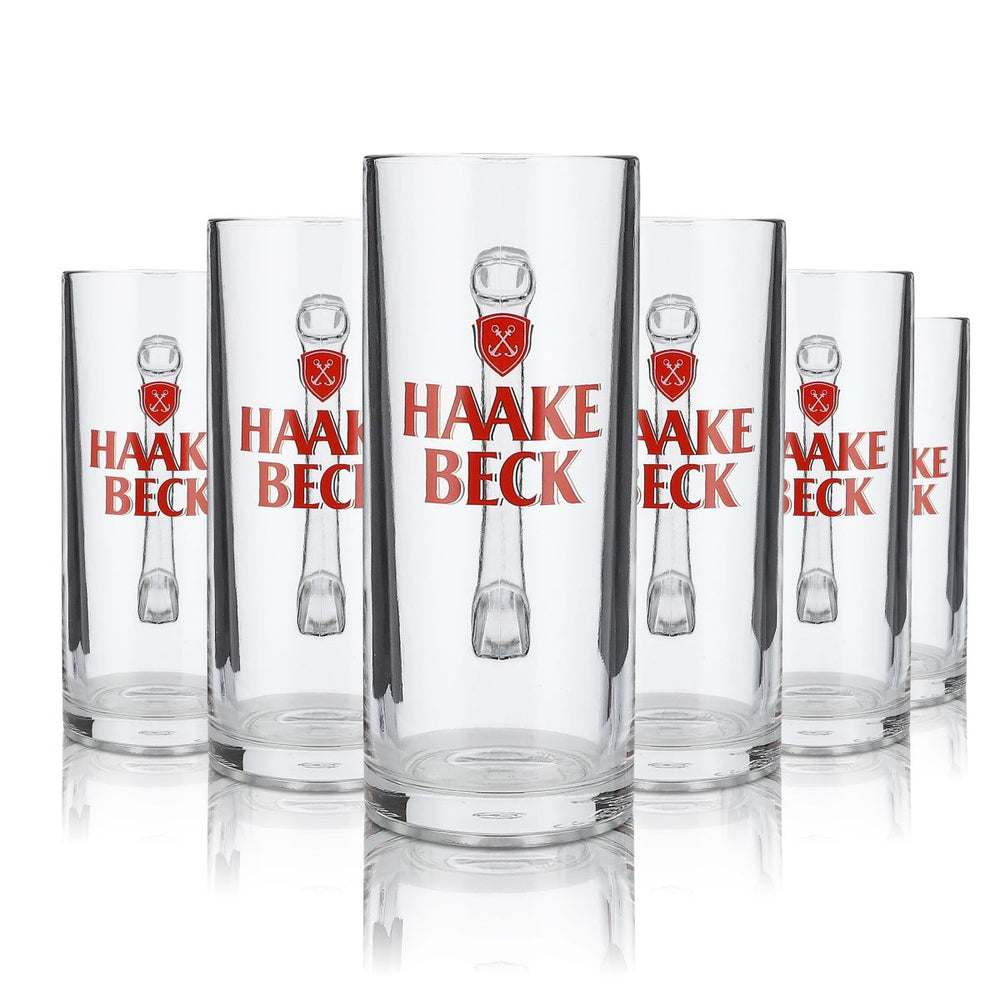 6x Haake Beck Glas 0,3l Bierkrug Bierseidel Humpen Gläser Set Brauerei Gastro