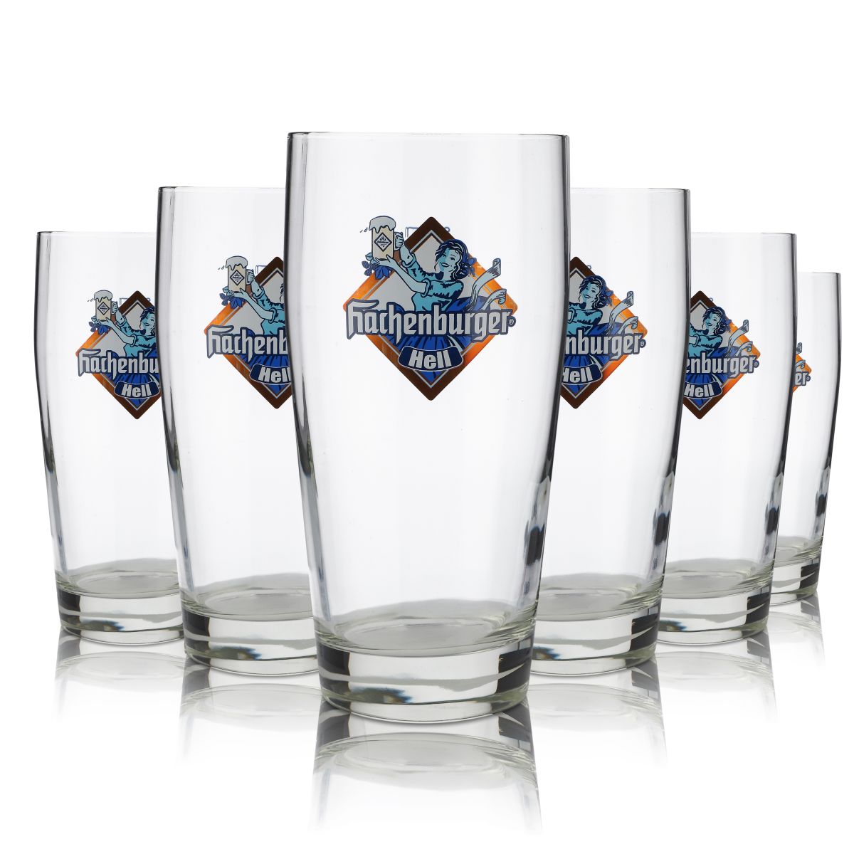 6x Hachenburger Glas 0,5l Helles Bier Willi Becher Gläser Set Brauerei Gastro