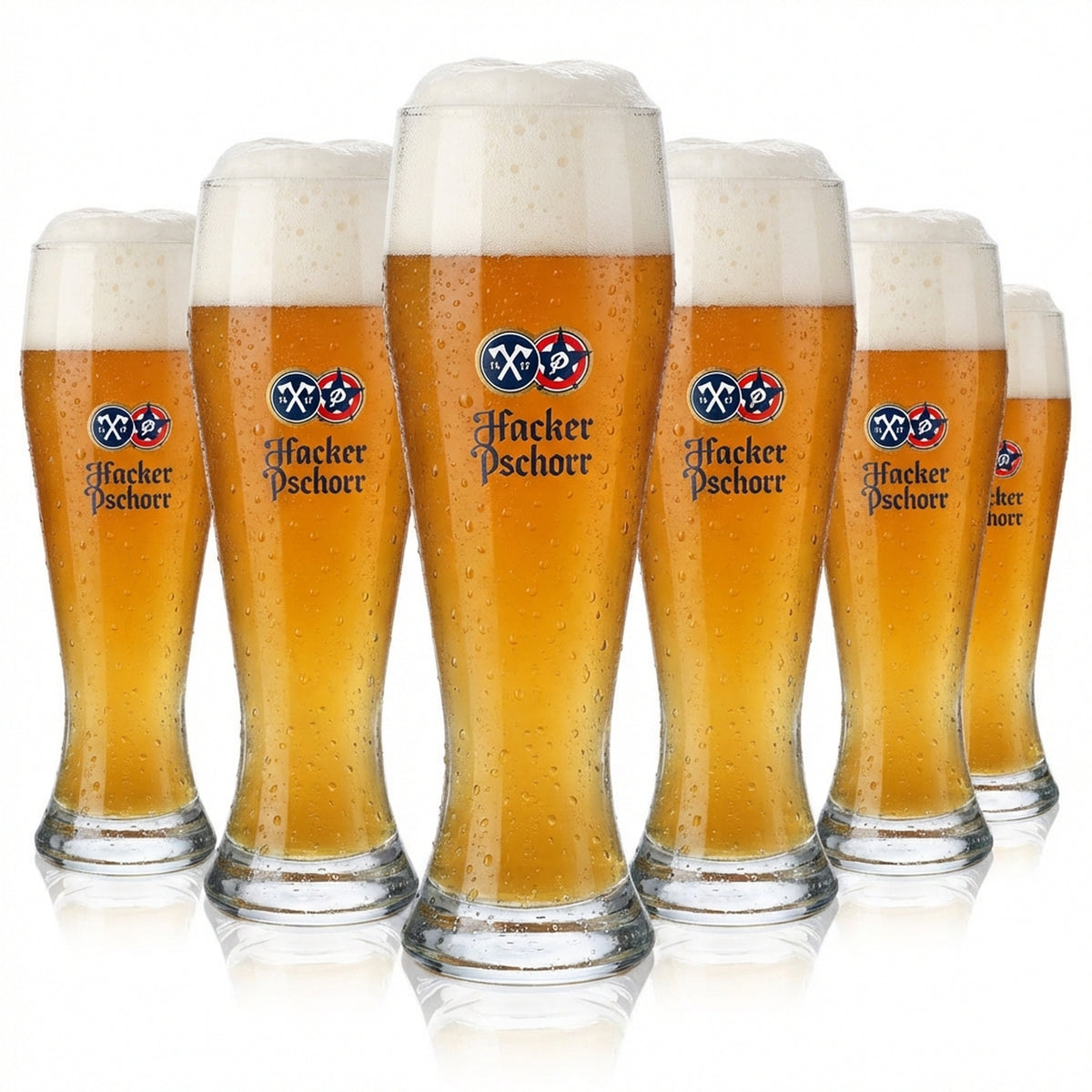 6x Hacker Pschorr Bier Glas 0,5l Weißbierglas "Spitzingsee"-Design Rastal