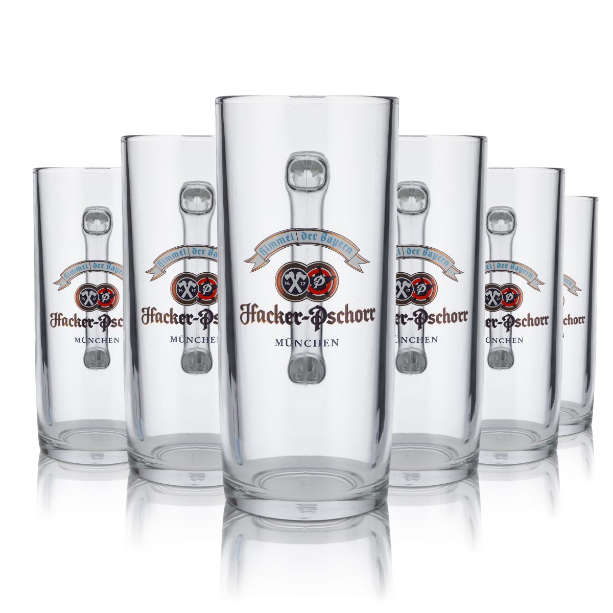 6x Hacker Pschorr Glas 0,5l Bierkrug Humpne Seidel Gläser Set Brauerei Bayern