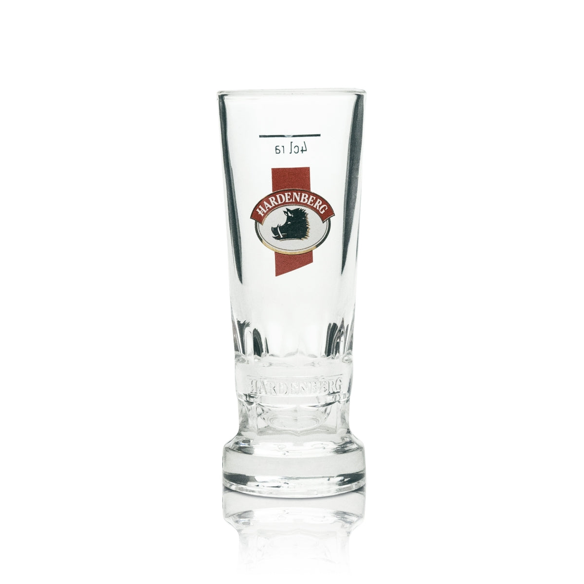 6x Hardenberg Schnaps Glas Shot länglich rotes Logo 4cl Rastal – Ansicht 2
