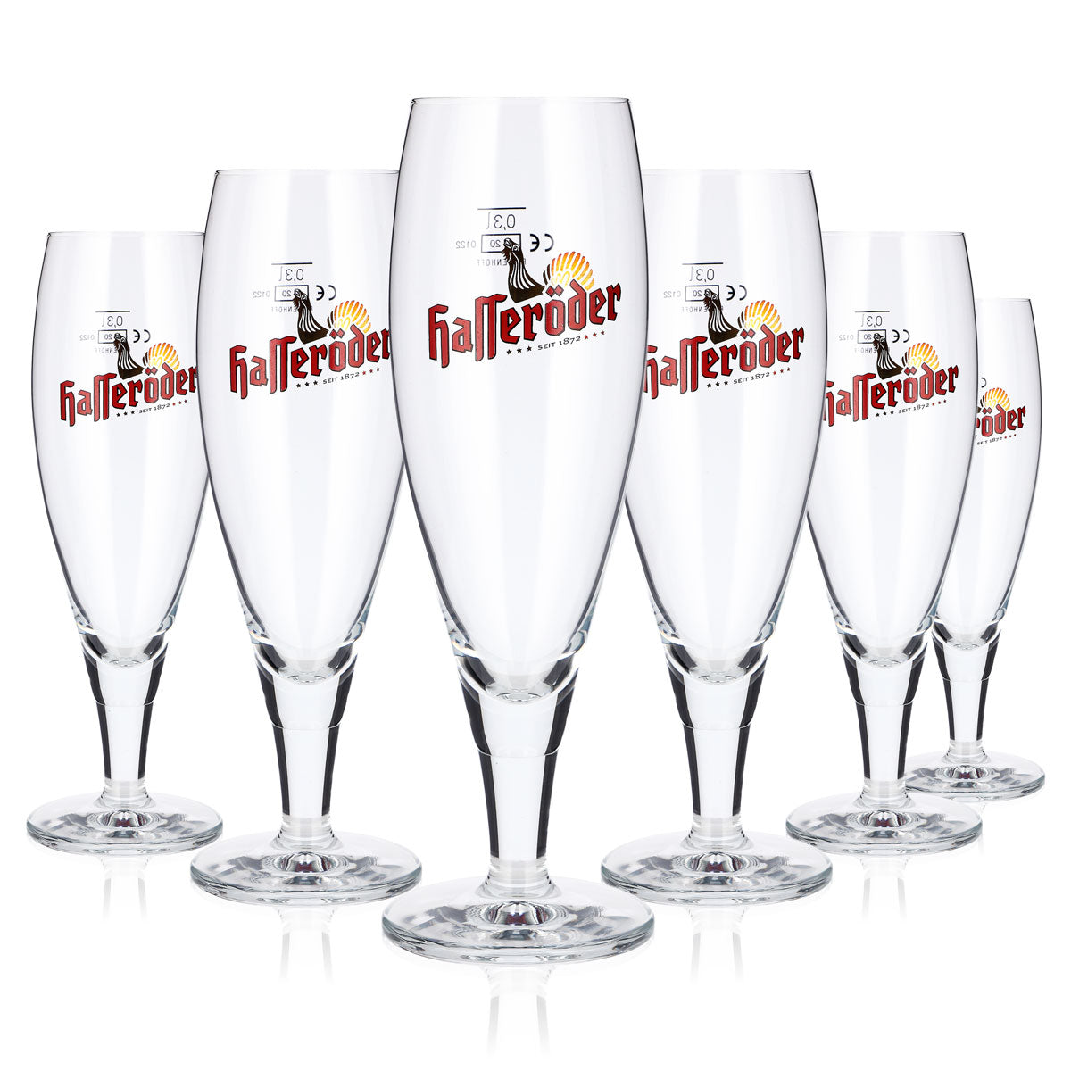 6x Hasseröder Bier Glas 0,3l Pokal goldener Hahn Ritzenhoff Tulpe