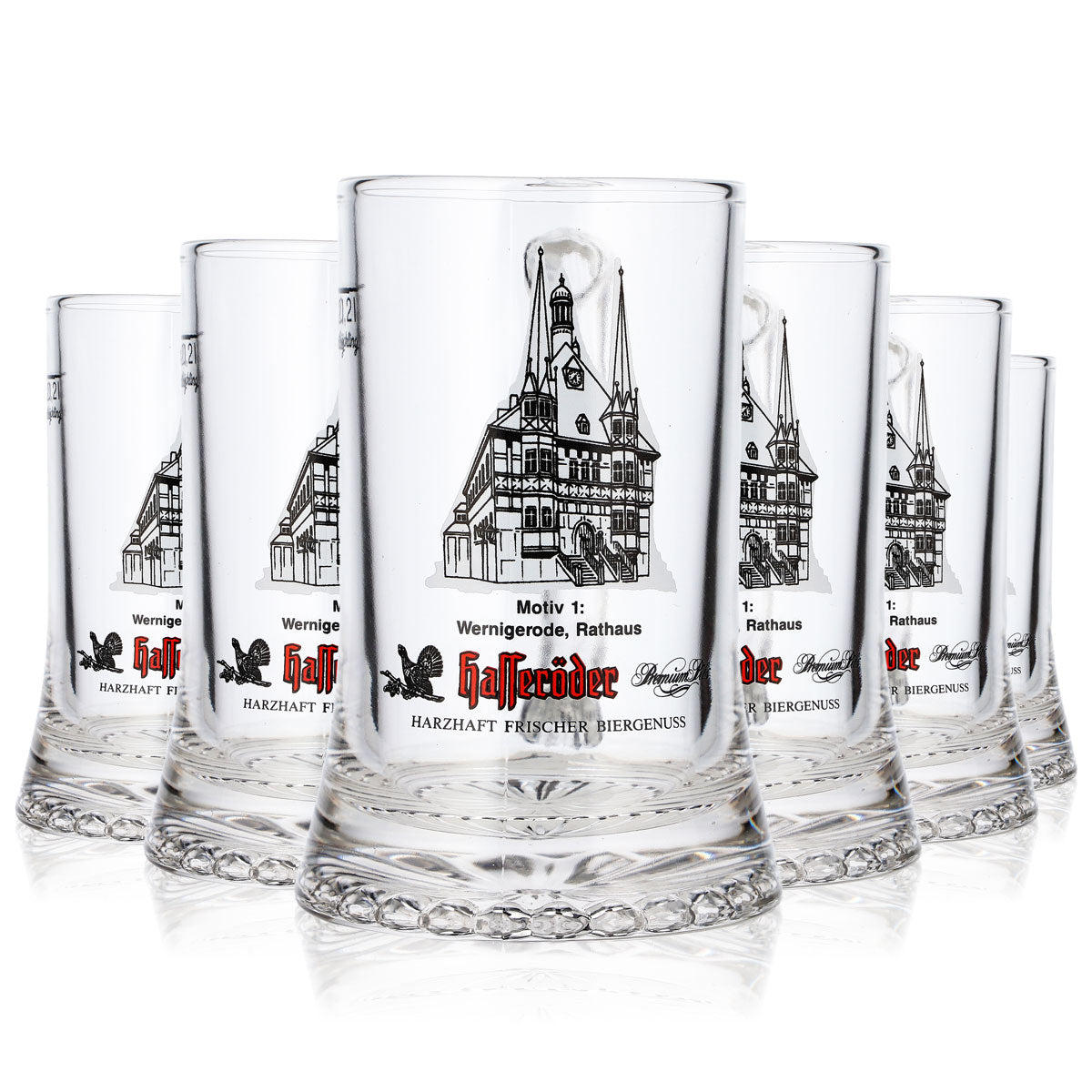 6x Hasseröder Bier Glas Bierkrug 0,2l Motiv 1 Wernigerode Rathaus (6er Set)
