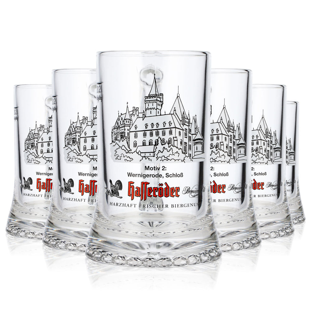 6x Hasseröder Bier Glas Bierkrug 0,2l Motiv 2 Wernigerode Schloß (6er Set)