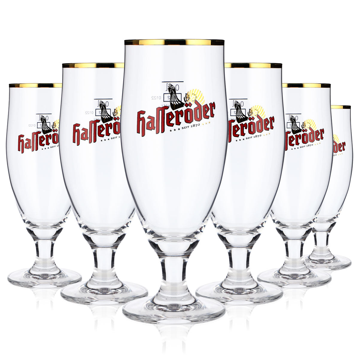 6x Hasseröder Bierglas Biergläser 0,2l Pokalgläser bauchig Goldrand – Ansicht 5