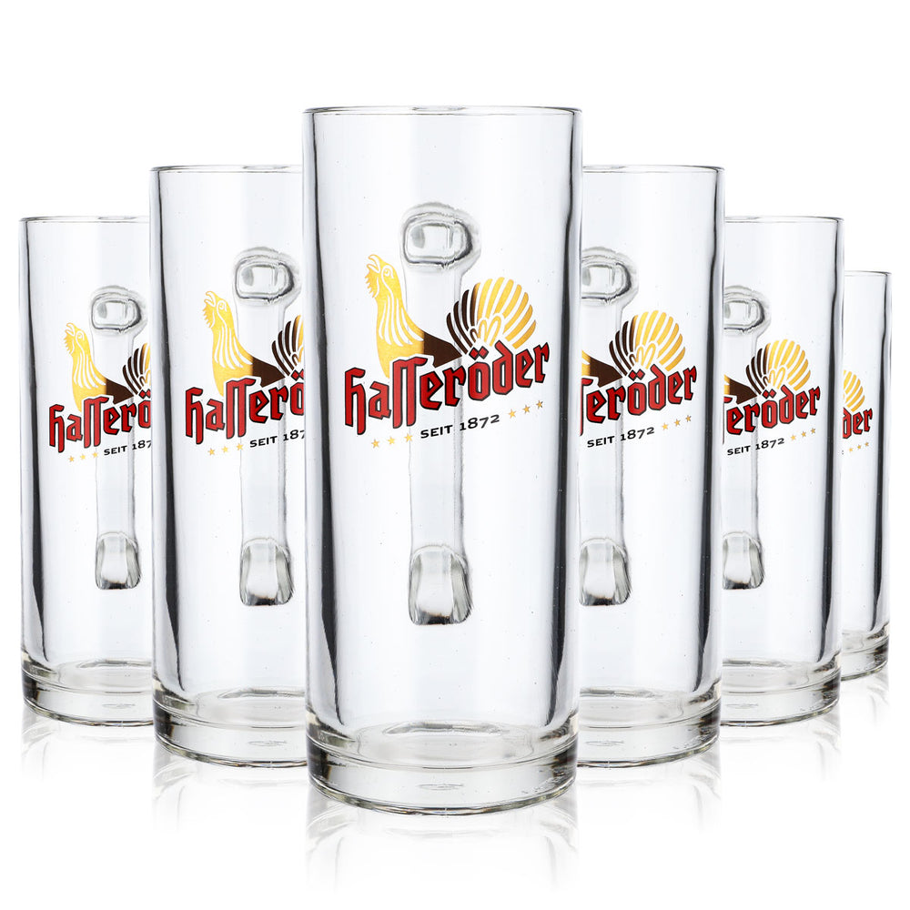 6x Hasseröder Bierglas Bierseidel Gläser Humpen 0,5l Krug Reno