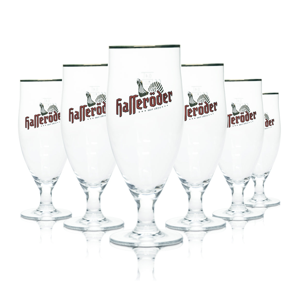 6x Hasseröder Glas 0,4l Bier Tulpe Pokal Gläser Goldrand Pilsener Gastro Geeicht