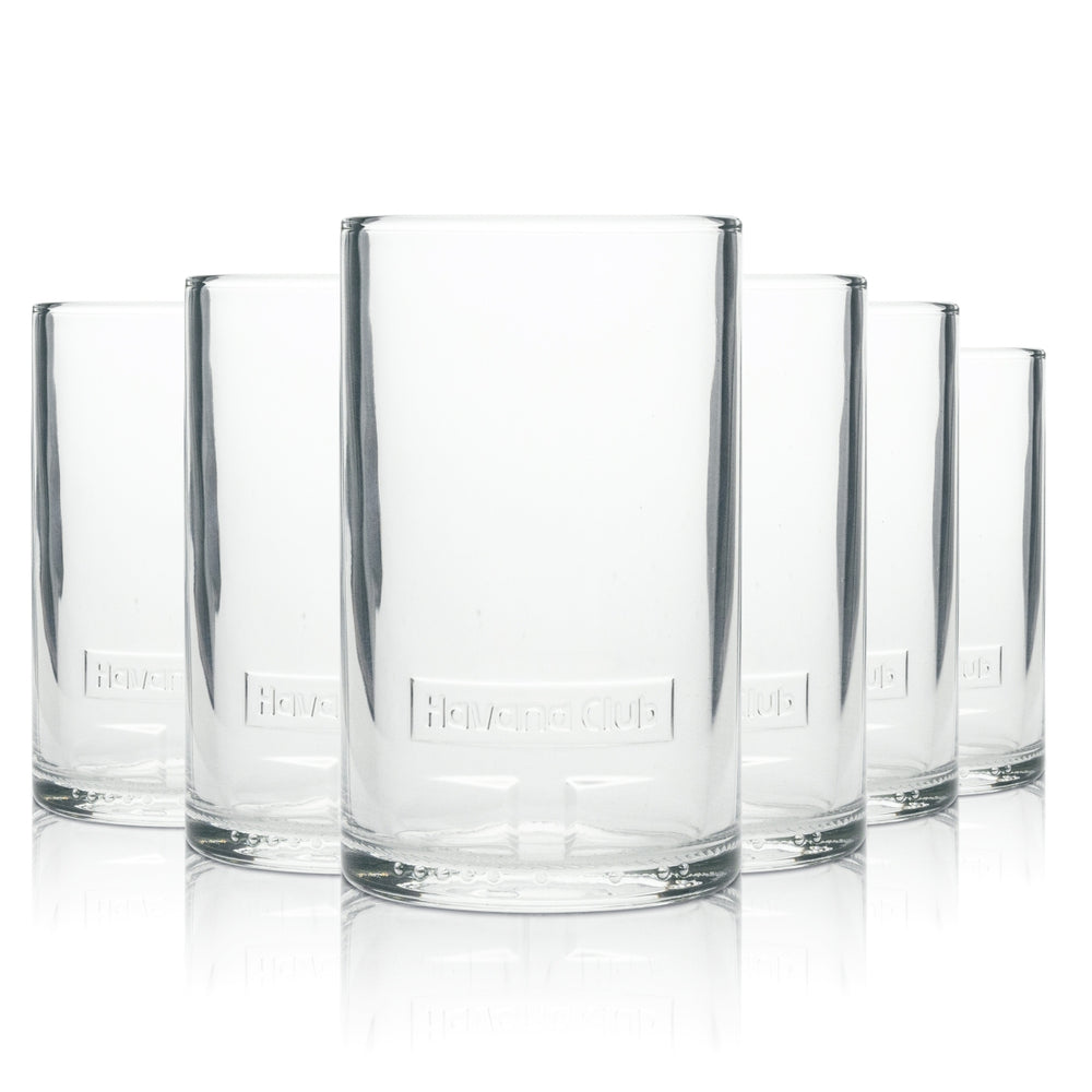 6x Havana Club Rum Glas Tumbler Cuban Relief