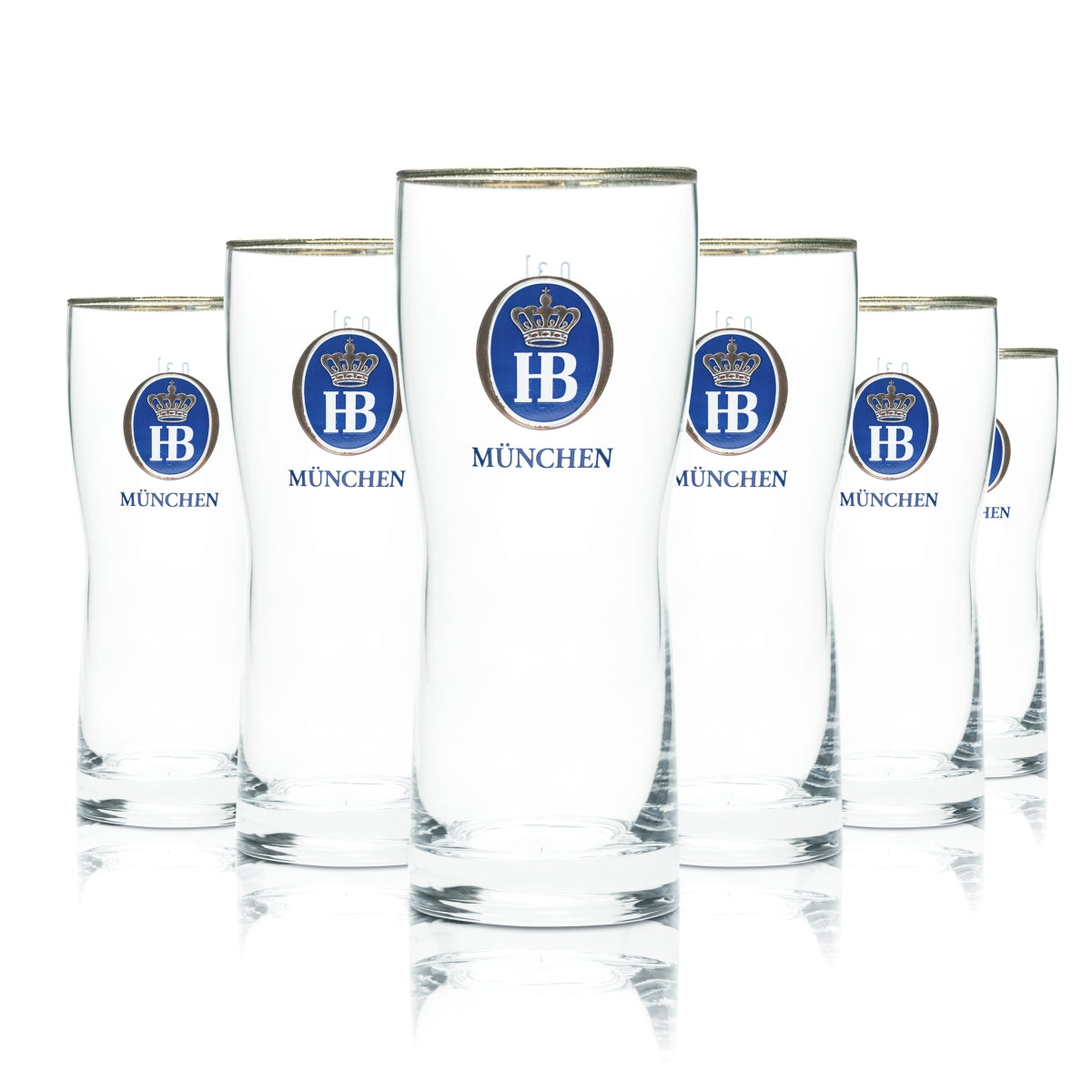 6x HB München Bier Glas 0,3l Becher Goldrand Gläser Brauerei Bayern Gastro Bar