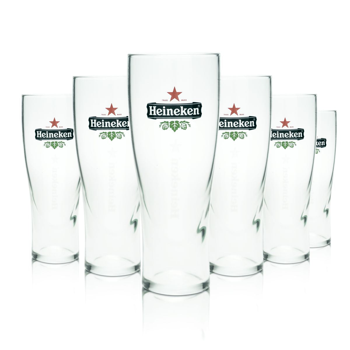 6x Heineken Bierglas 0,4l Ellipse Pokalgläser Konturgläser Set Brauerei Gastro