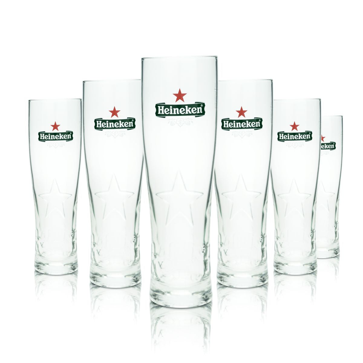 6x Heineken Bierglas 0,4l Konturglas Bierpokal Gläser Set Brauerei Niederlande