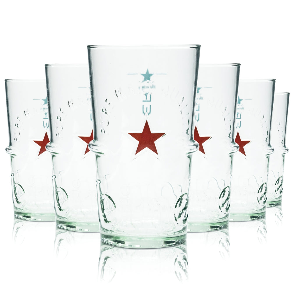 6x Heineken Glas 0,5l Becher Kontur Gläser Silver Bier Gastro Eiche Beer Cup NL