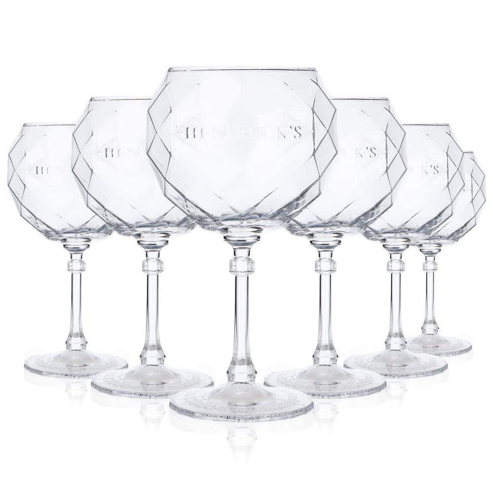 6x Hendricks Gin Glas 0,5l Design Ballongläser Edle Relief Glaskontur Aperitif