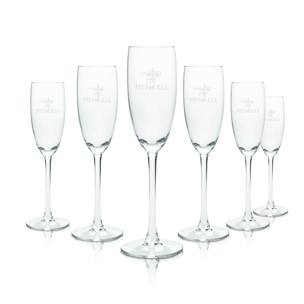 6x Henkell Sekt Glas 0,1l Flöte Stiel Gläser Eiche Gastro Tulpe Pokal Prosecco Bar