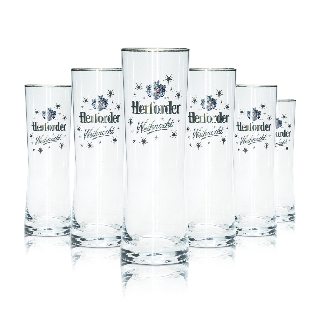6x Herforder Bier Glas 0,25l Weihnacht Glas Rastal Pils Flöte Stange Gläser Beer