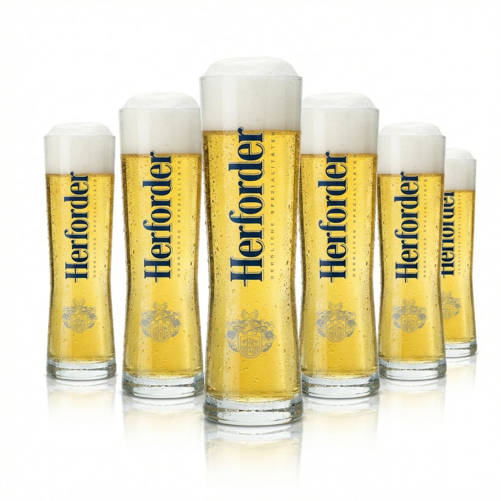 6x Herforder Bier Glas 0,2l Stange Pokal Becher Pils Gläser Brauerei Bar Gastro