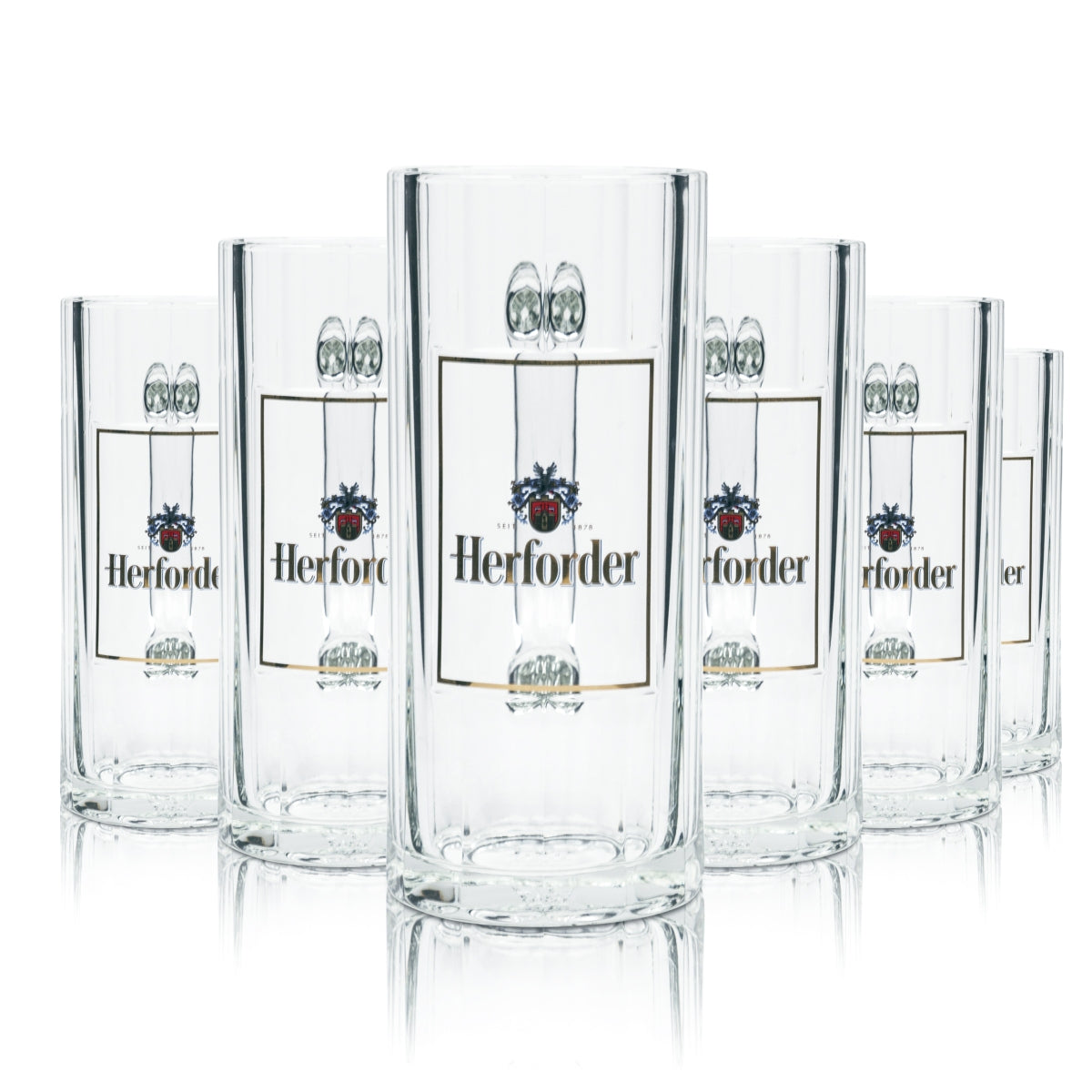 6x Herforder Bier Glas 0,4l Krug Wallenstein Sahm Seidel Henkel Gläser Krüge Bar